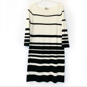 Loft 3/4 Sleeve Striped Sweater Dress
